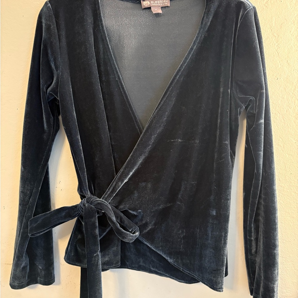 Blue Velvet Wrap Top